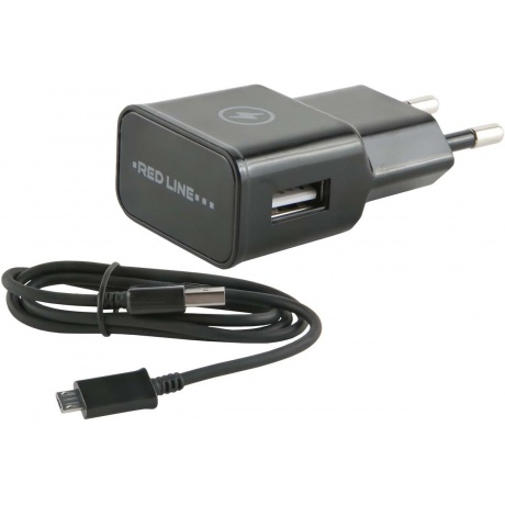 Сетевое зарядное устройство Redline NT-1A 1A + кабель microUSB черный (УТ000013624) - фото 3