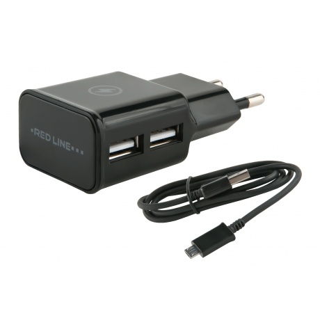 Сетевое зарядное устройство Redline NT-2A 2.1A + кабель microUSB черный (УТ000013638) - фото 1