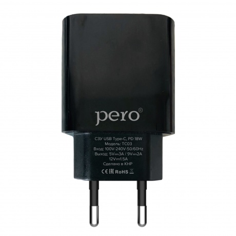 Сетевое зарядное устройство PERO TC03 PD 18W черный - фото 1