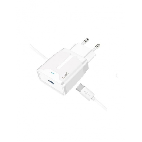 Сетевое зарядное устройство PERO TC04 1USB 2.1A + MICRO-USB CABLE белый - фото 1