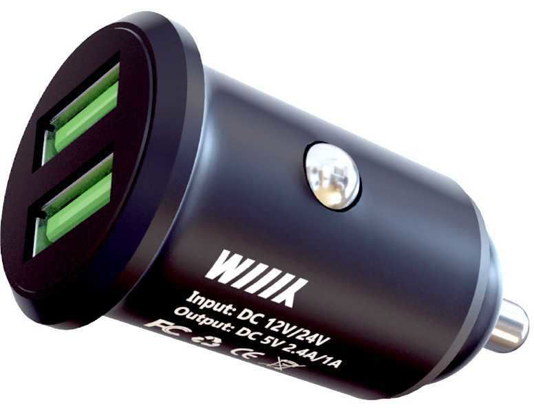 Автомобильное зарядное устройство Wiiix UCC-2-43 2.4A+1A универсальное черный