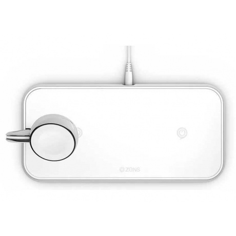 Беспроводное зарядное устройство ZENS Dual+Watch Aluminium Wireless Charger белый - фото 3