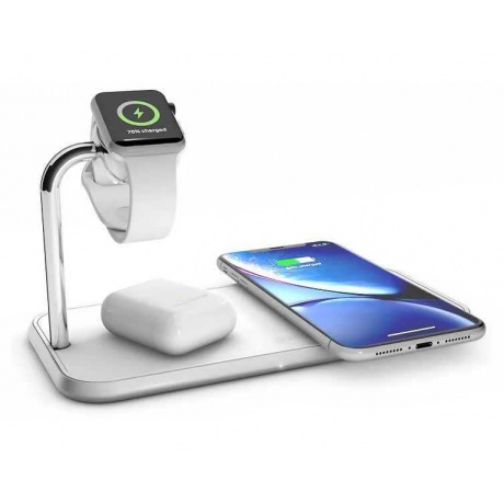 Беспроводное зарядное устройство ZENS Dual+Watch Aluminium Wireless Charger белый - фото 4