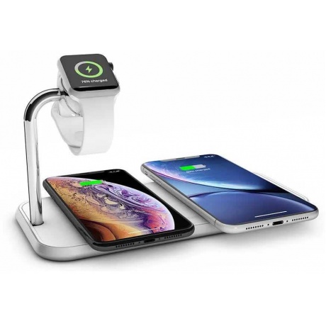 Беспроводное зарядное устройство ZENS Dual+Watch Aluminium Wireless Charger белый - фото 5