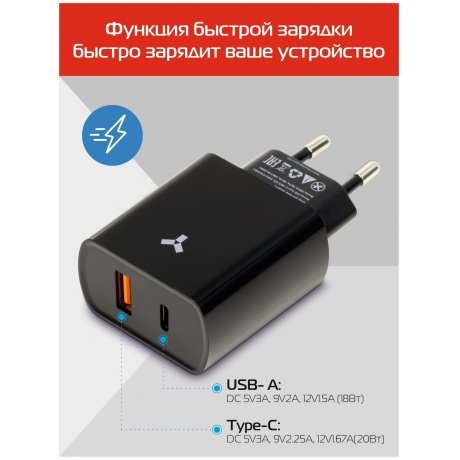 Сетевое зарядное устройство Accesstyle Crystal 20WUT Black - фото 3