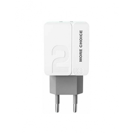 Сетевое зарядное устройство More choice NC46 2USB 2.4A бело-серый - фото 2