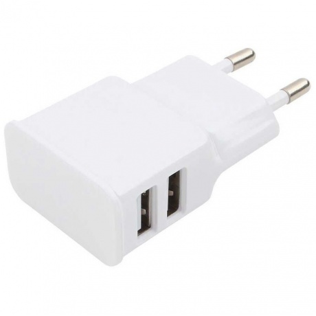 Сетевое зарядное устройство Cablexpert MP3A-PC-11 100/220V - 5V USB 2 порта, 2.1A, белый - фото 1