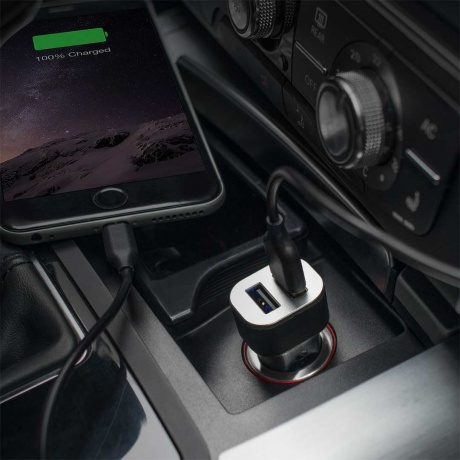 Автомобильное арядное устройство Deppa 2 USB 2.4А + кабель Lightning, MFI, черный - фото 3