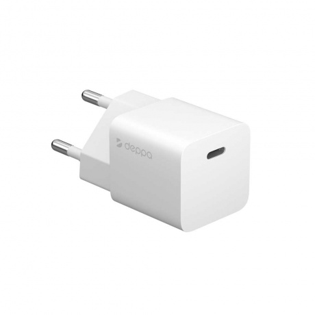 Сетевое зарядное устройство Deppa New USB-C, Power Delivery, GaN, 20Вт белый 11400 - фото 1