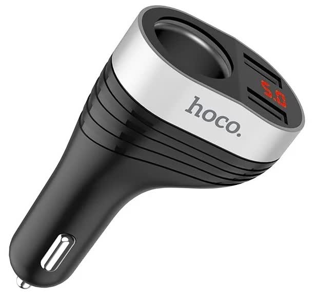 Автомобильное зарядное устройство-разветвитель Hoco Z29, 2USB, с дисплеем, черный (92186)