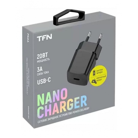 Сетевое зарядное устройство TFN nano TypeC PD 20W black б/кабеля - фото 2