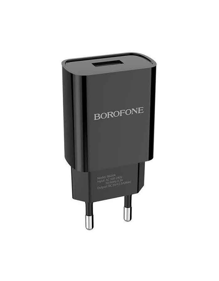 сетевое з у borofone ba20a 1usb 2 1a с кабелем microusb черный Сетевое зарядное устройство Borofone BA20A Sharp, 1USB, 2.1A, черный (02081)