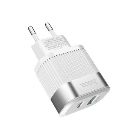 Сетевое зарядное устройство Hoco C58A, USB+Type-C, PD20W+QC3.0, белый (41523) - фото 5