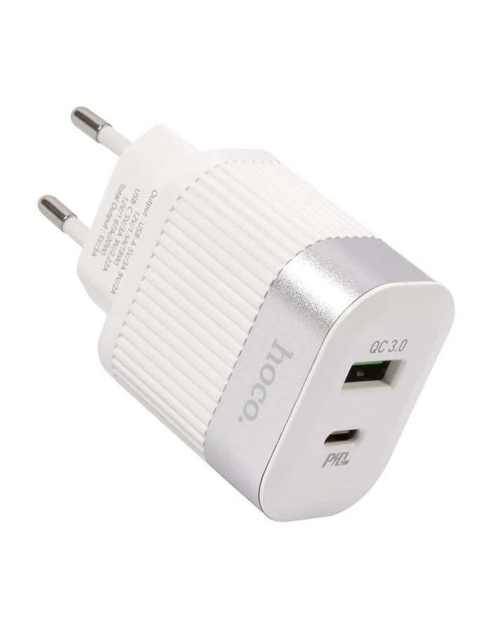 Сетевое зарядное устройство Hoco RC4, USB+Type-C, PD20W+QC3.0, белый зарядное устройство hoco n5 2xusb c 3 0a pd 20w qc3 0 white 6931474738905