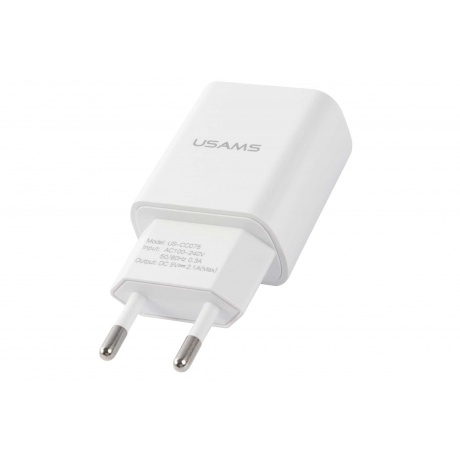 Сетевое зарядное устройство USAMS - (Модель - US-CC075) T18 1 USB, 2,1A белый (CC075TC01) - фото 2