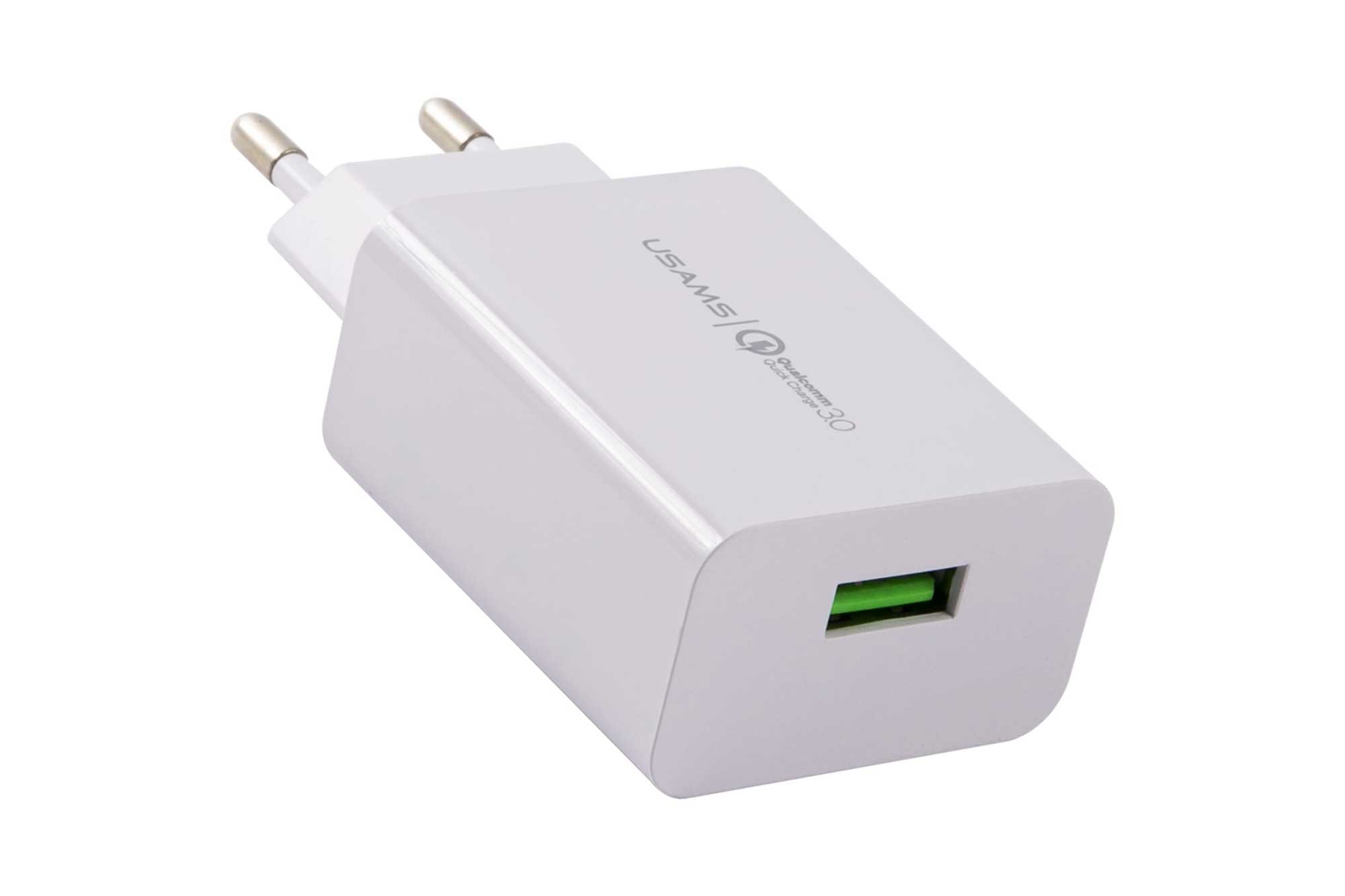 Сетевое зарядное устройство USAMS - (Модель - US-CC083) T22 1 USB QC3.0, 3A, 18W, белый (CC83TC01) сетевое зарядное устройство borofone ba59a qc3 0 18w белый с поддержкой быстрой зарядки