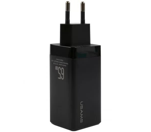 Сетевое зарядное устройство USAMS - (Модель - US-CC110 T33) 65W GaN Mini Fast 2 USB Type C+1 USB Type A , черный (CC110TC01)