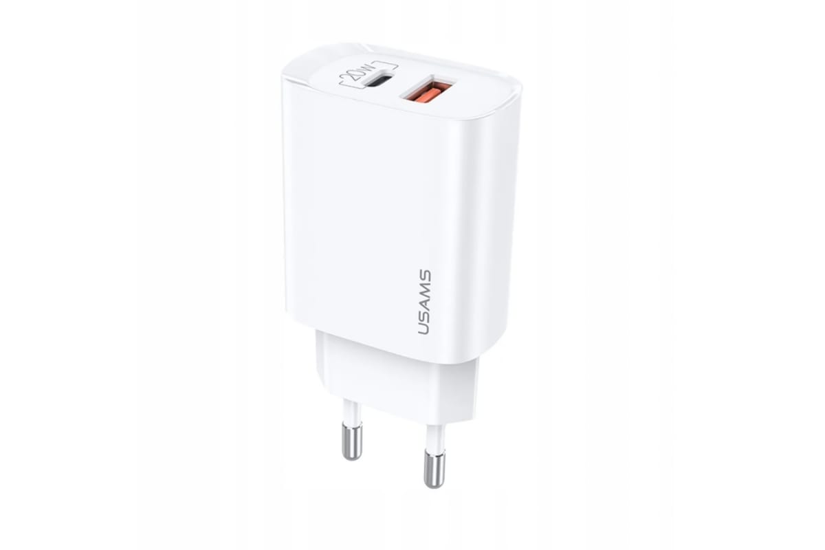 Сетевое зарядное устройство USAMS - (Модель - US-CC121 T35) USB QC3.0+PD3.0 20W Fast Charger, белый (CC121TC01)
