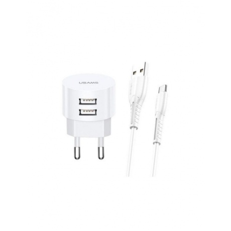 Сетевое зарядное устройство USAMS - (Модель Send-Tu Series Set) 2 USB + кабель Micro USB U35, белый (XTXLOGT18MC05) - фото 1