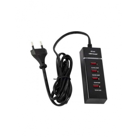 Сетевое зарядное устройство-удлинитель Red Line 4 USB (модель P-1), Fast Charger, 1,5м, компактный, черный УТ000029870 - фото 1