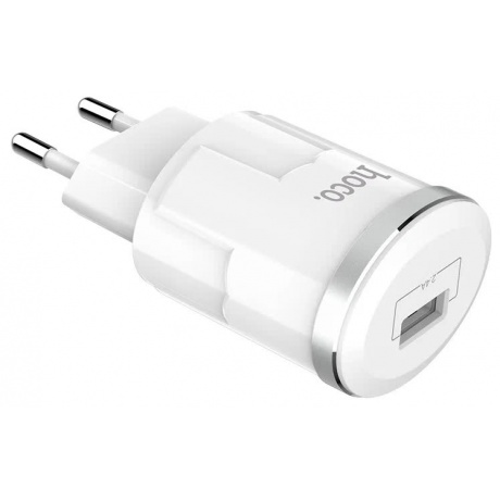 Сетевое зарядное устройство+кабель Lightning Hoco C37A, 1USB, белый (84846) - фото 1