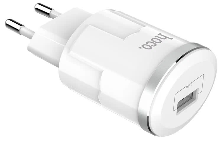 цена Сетевое зарядное устройство+кабель Lightning Hoco C37A, 1USB, белый (84846)