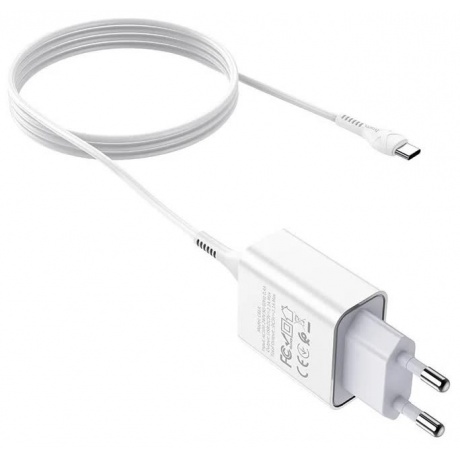 Сетевое зарядное устройство+кабель Type-C Hoco C81A Asombroso, 1USB, 2.1A, белый (27961) - фото 5