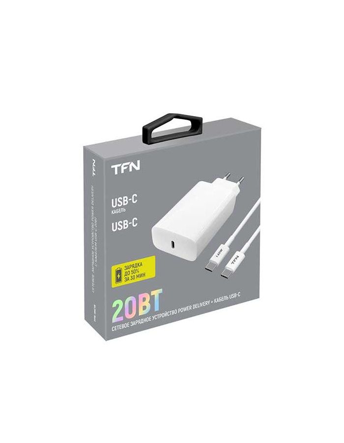 цена Сетевое зарядное устройство TFN Type-C PD 20W+кабель Type-C белый