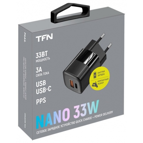 Сетевое зарядное устройство TFN nano A+C PD 33W black б/кабеля - фото 2