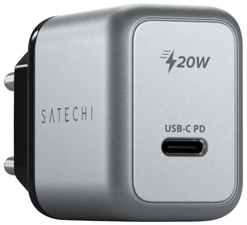 цена Сетевое зарядное устройство Satechi 20W USB-C PD Wall Charger серый космос