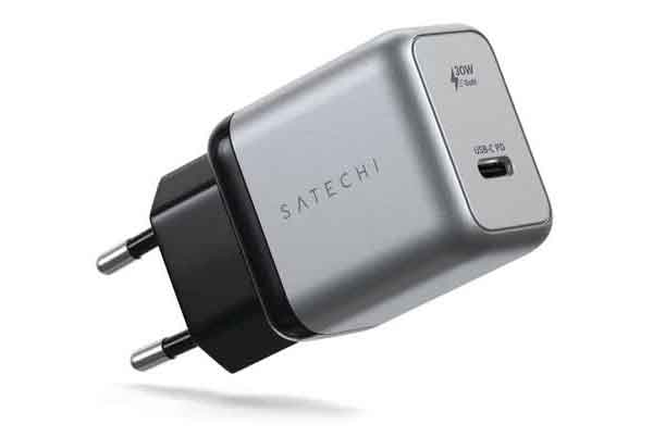 Сетевое зарядное устройство Satechi 30W USB-C GaN Wall Charger серый космос блок питания amperator зарядное устройство для macbook pro и macbook pro 15 macbook pro 17 magsafe 18 5v 4 6a 85w a1150 a1151 a1226