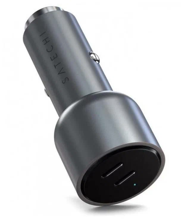 Автомобильное зарядное устройство Satechi 40W Dual USB-C Car Charger Серый космос кабель витой usb c lightning быстрая зарядка power delivery 5а 100вт 2 м ks is