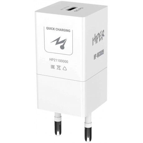 Сетевое зарядное устройство Hiper HP-WC009 3A PD+QC универсальное белый - фото 1
