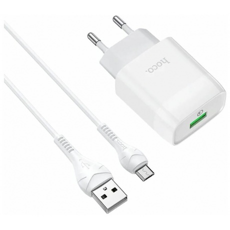 Сетевое зарядное устройство Hoco C72Q Glorious, USB, 18W, QC3.0, белый (32514) - фото 5