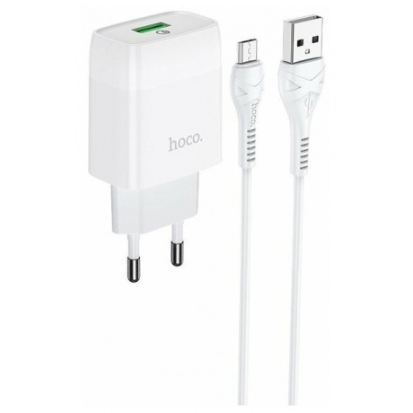 Сетевое зарядное устройство Hoco C72Q Glorious, USB, 18W, QC3.0, белый (32514) - фото 6