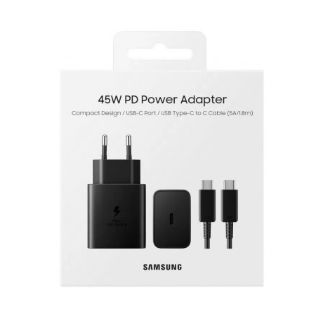 Сетевое зарядное устройство Samsung EP-T4510XBEG Power Delivery 45Вт (USB - Type-C) черный - фото 5
