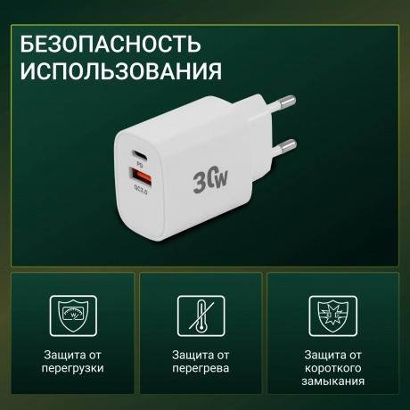 Сетевое зарядное устройство Digma DGW3D 3A PD+QC универсальное белый (DGW3D0F110WH) - фото 19