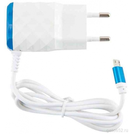 Сетевое зарядное устройство Red Line 2 USB+MicroUSB (модель NC-2.1AC(B)), 2.1A, синий - фото 1