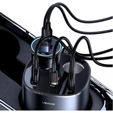 Автомобильный зарядное устойство USAMS 245W, 2A + C серый (CC151TC01) - фото 3