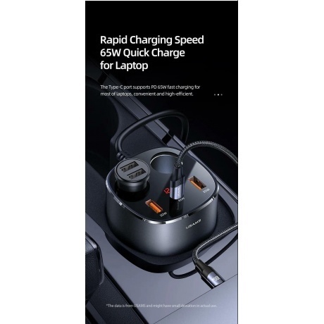 Автомобильный зарядное устойство USAMS 245W, 2A + C серый (CC151TC01) - фото 10