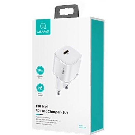 Сетевое зарядное устойство USAMS PD20, GaN, mini, белый (CC124TC02) - фото 7