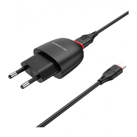 Сетевое зарядное устройство+кабель Lightning Borofone BA49A Vast power, 1USB, 2.1A, черный (28425) - фото 4