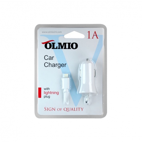 Автомобильное зарядное устройство OLMIO 8-pin для iPod/iPhone/iPad, 1А, белый - фото 3