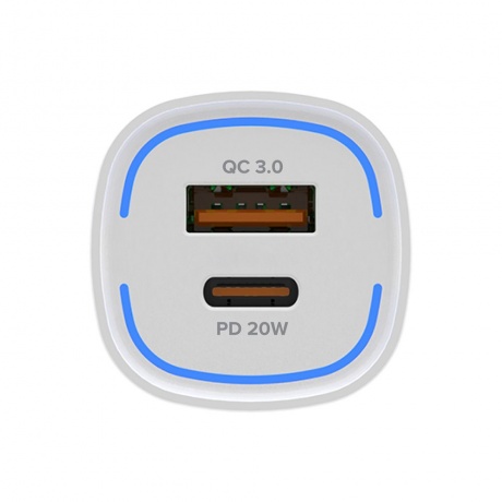 Автомобильное зарядное устройство PERO AC05 USB-A QC3.0 + USB-C PD, 38W, белое - фото 5