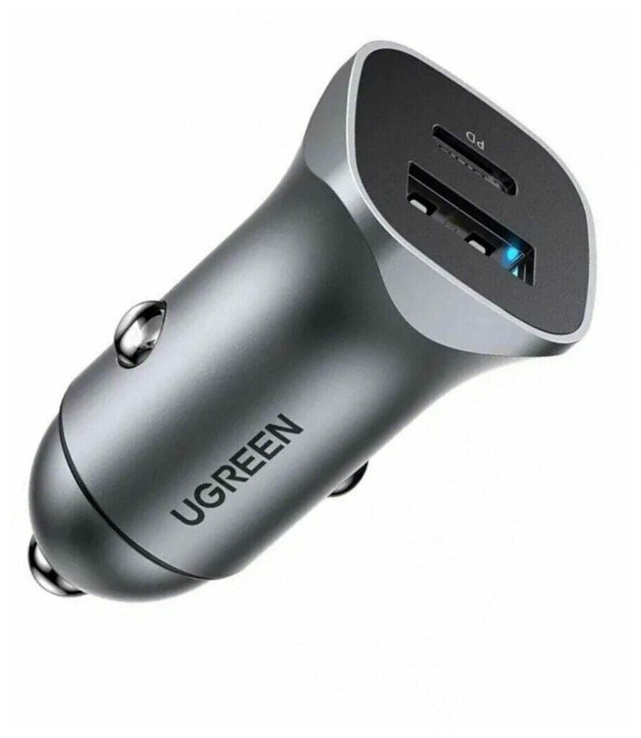 цена Автомобильное зарядное устройство UGREEN CD130 (30780) 24W Fast Car Charger серый космос