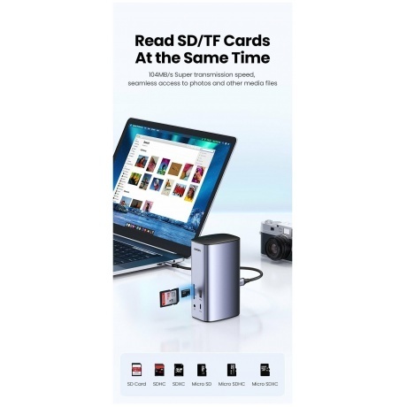 Док-станция UGREEN CM555 (90325) Grey - фото 18