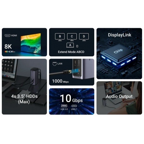 Док-станция UGREEN CM555 (90325) Grey - фото 24