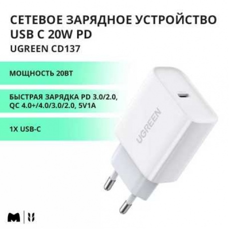 Зарядное устройство UGREEN CD137 (60450) White - фото 21