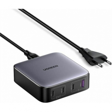 Сетевое зарядное устройство UGREEN CD328 100 Вт, USB, EU, 3xUSB type-C, Quick Charge, PD, серый (90928_), сетевой кабель