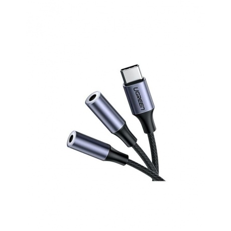 Разветвитель UGREEN AV144 (30732) USB Type C Male to 3.5mm 2 Female Audio Cable. 20см. серебристый - фото 2